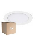 Lot 4x Noxion Downlight LED Slim V2.0 20W 2000lm 120D - 830 Blanc Chaud | 225mm - Diamètre 200mm - IP44 