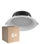 Lot 6x Noxion Downlight LED Hera Moyen Encastré Blanc 9W 900lm 80D - 827-830-840 CCT | 146mm - Diamètre 120mm