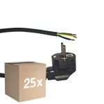 Lot 25x Noxion Power Câble d’alimentation Noir - Schuko Europlug + Extrémités ouvertes - 2m - 3 pole 0,75mm2