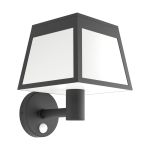 Eglo Applique Murale Altilia Solar Noir 7W 800lm - 830 Blanc Chaud | IP65 - Détecteur De Mouvement