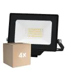 Lot 4x Noxion Projecteur LED Beamy Aluminium Noir 20W 2200lm 100D - 830 Blanc Chaud | IP65 - Symétrique 